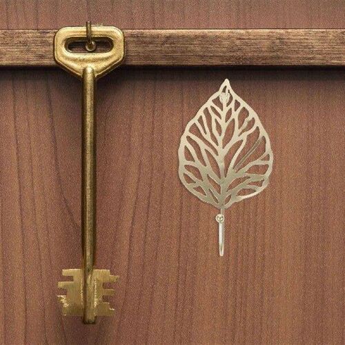 8 Pcs Key Clothes Hooks Metal Leaf Wall Mount Towel Hangers