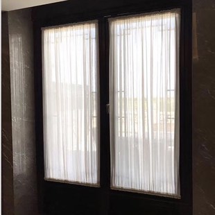 蓬纱帘法式柜门蕾丝纱厕所窄边玻璃门绷纱帘纱帘遮挡帘粘贴硼砂帘