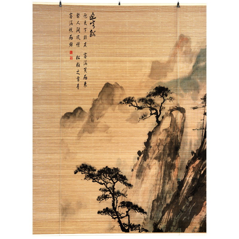 碳化印花竹帘印画卷帘茶室民宿餐厅中式古典背景隔断装饰遮阳帘子,居家布艺,卷帘,淘宝优惠券,粉丝福利购,淘宝优惠卷