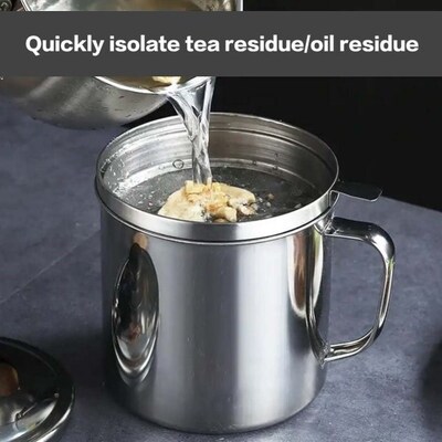 1.8/1.3L Stainless Steel Oil Strainer Pot Portable Container