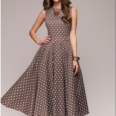 Vintage dress casual Summer sleeveless O-neck vestidos