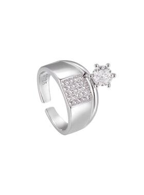 Wide Face Ring Womens Ins Active Zircon Live Mouth Index Fi