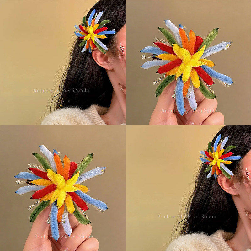 新年彩色发光发卡烟花扭扭棒发夹女过年氛围感发卡头饰侧边鸭嘴夹,饰品/流行首饰/时尚饰品新,民族风发饰,淘宝优惠券,粉丝福利购,淘宝优惠卷