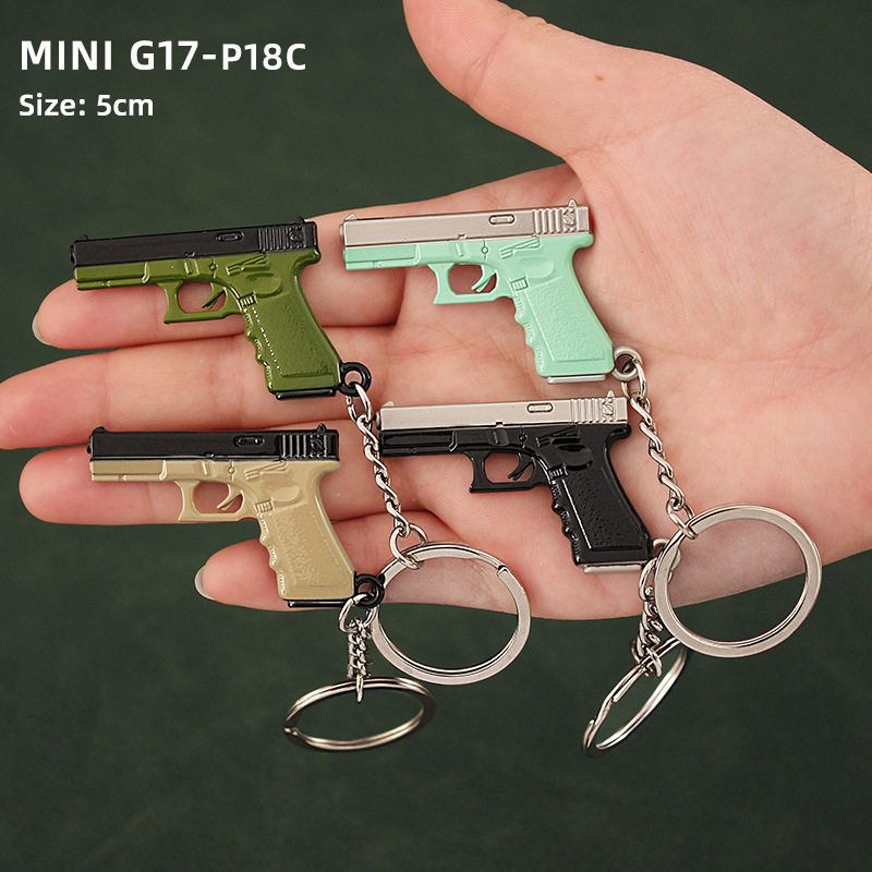 迷你P18C挂件 GLOCK金属模型玩具G17格洛克钥匙扣5cm