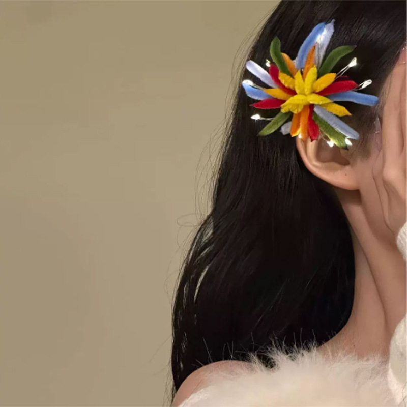 跨年夜出片扭扭棒烟花发夹新年装饰2026元旦侧边刘海发卡头饰,饰品/流行首饰/时尚饰品新,民族风发饰,淘宝优惠券,粉丝福利购,淘宝优惠卷