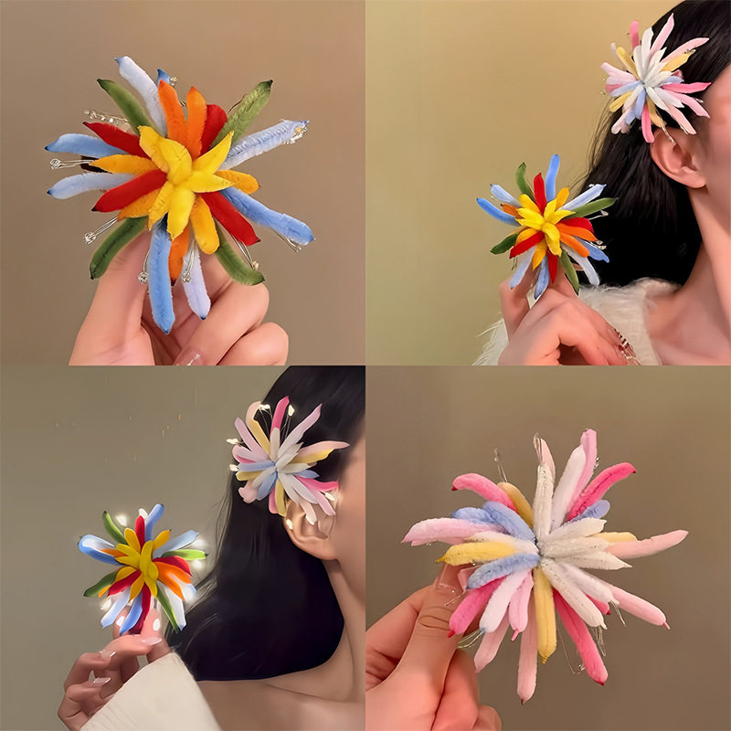 跨年拍照氛围感扭扭棒烟花发夹女感创意发卡节日装扮用品,饰品/流行首饰/时尚饰品新,民族风发饰,淘宝优惠券,粉丝福利购,淘宝优惠卷