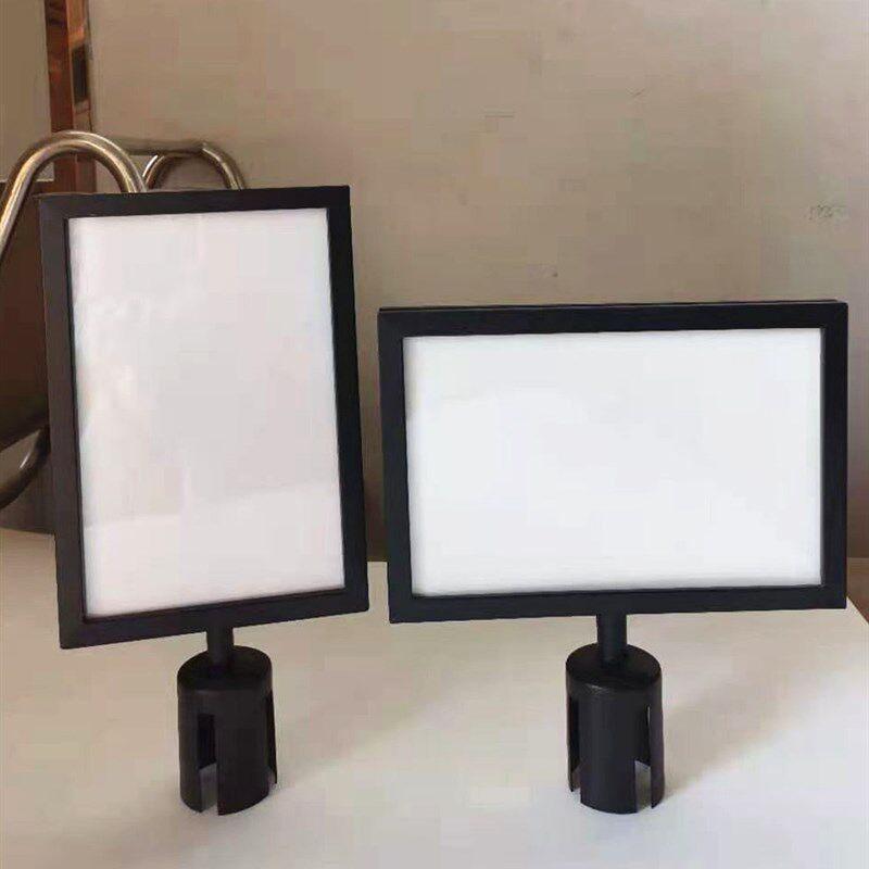 不锈钢插牌A3A4银行护栏隔离栏杆座排队导流警戒围栏一米线广告牌