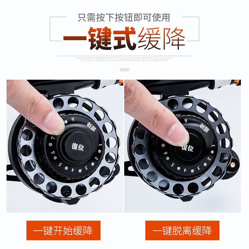 筏钓轮缓降微铅全金属重铅磁力缓降带泄力渔鱼轮筏竿杆轮阀伐钓轮