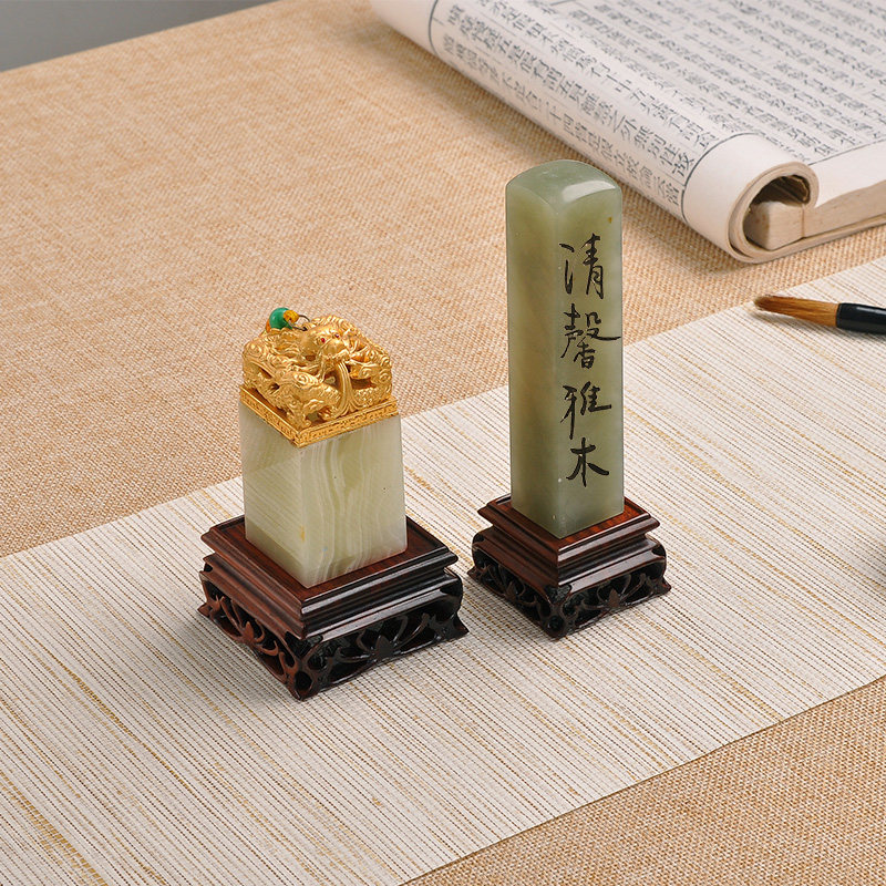 中式古典实木红酸枝雕刻正方玉器核桃奇石花瓶文昌塔印章摆件底座