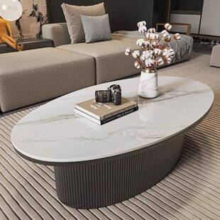 意式创意客厅家用岩板轻奢茶几椭圆形高级小户型简约现代设计师