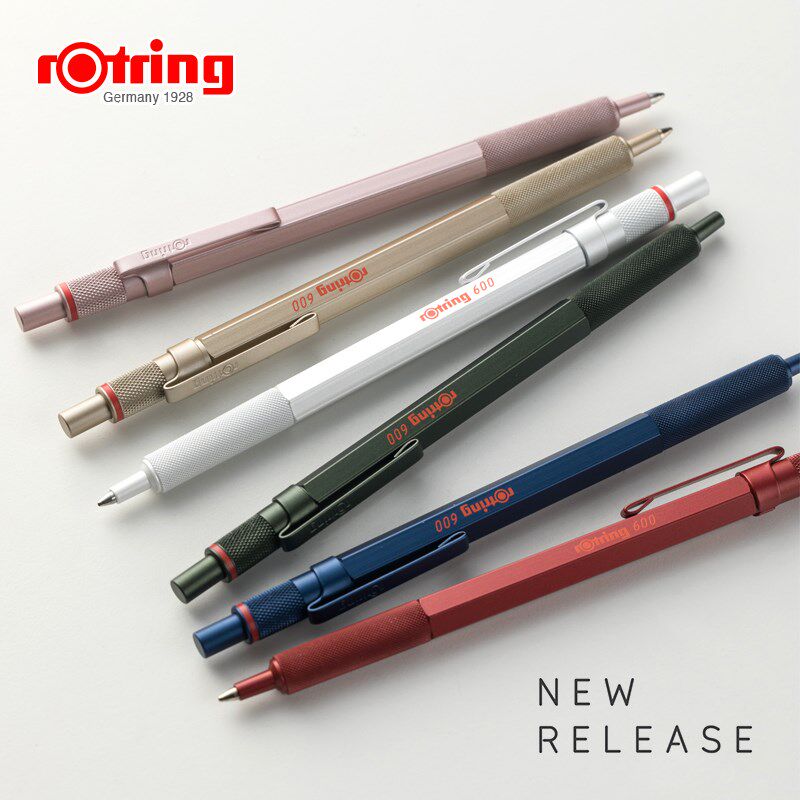 纵向书写rotring红环600圆珠笔按压式金属杆低重心油性商务原子笔
