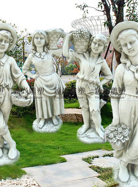 乡村男女孩地中海田园欧式人物雕塑工艺品摆饰风景区景点布置摆设