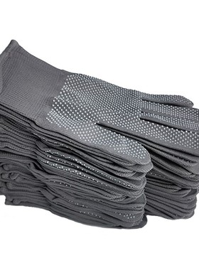 春夏防晒紫色劳保手套透气耐磨工作尼龙劳动工人防滑加厚棉线棉薄