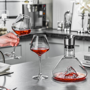 大肚勃艮第红酒杯套装 家用水晶玻璃葡萄酒高脚杯子醒酒器大号酒具