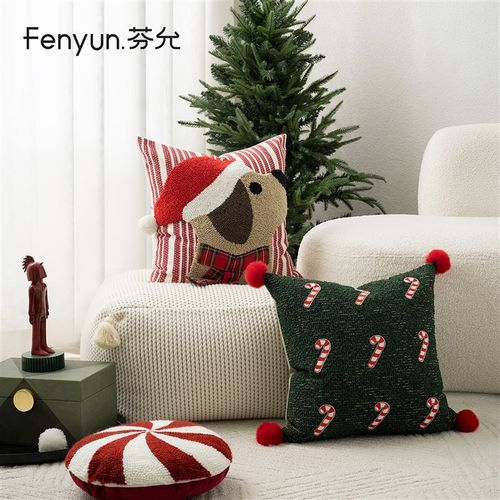 芬允圣诞节抱枕客厅靠垫喜庆红色靠枕高级感沙发靠垫可定制