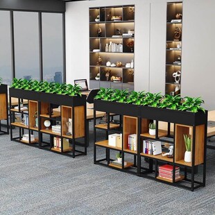 办公室铁艺隔断置物架m工位旁花架屏风多层餐厅绿植隔断柜围栏架