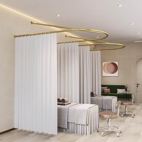 美容院隔断窗艾灸美甲店牀罩馆牀U型支伸缩杆遮挡帘商用围帘架