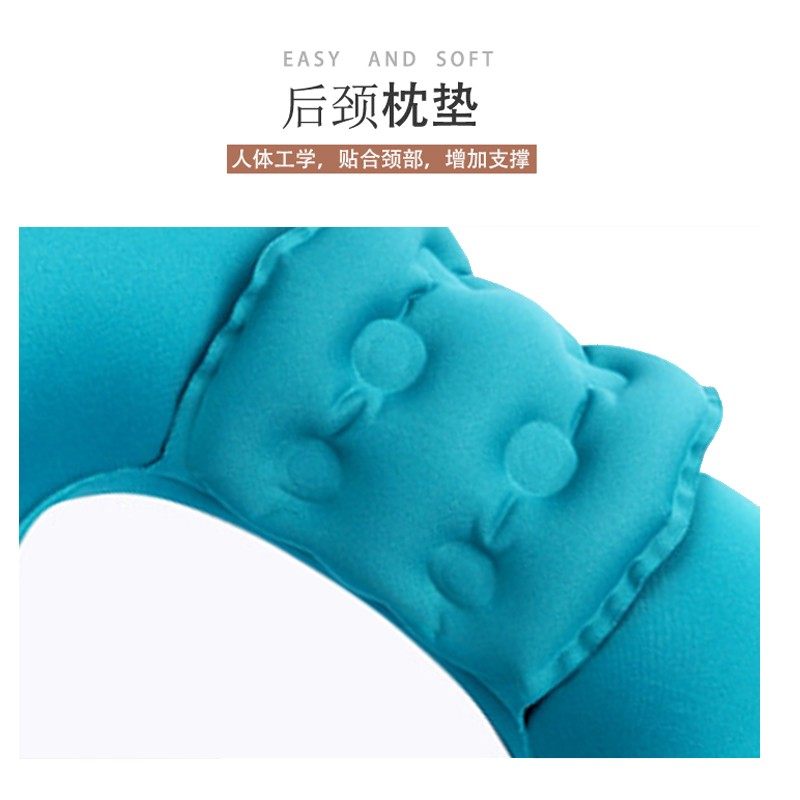 户外旅行按压式充气便携U型枕吹气靠枕枕头加厚颈部舒适颈椎护颈