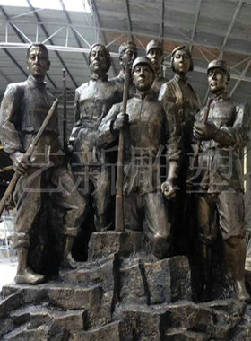 定制玻璃钢浮雕仿铜红色文化立体浮雕砂岩雕塑GRC假山学校园雕像