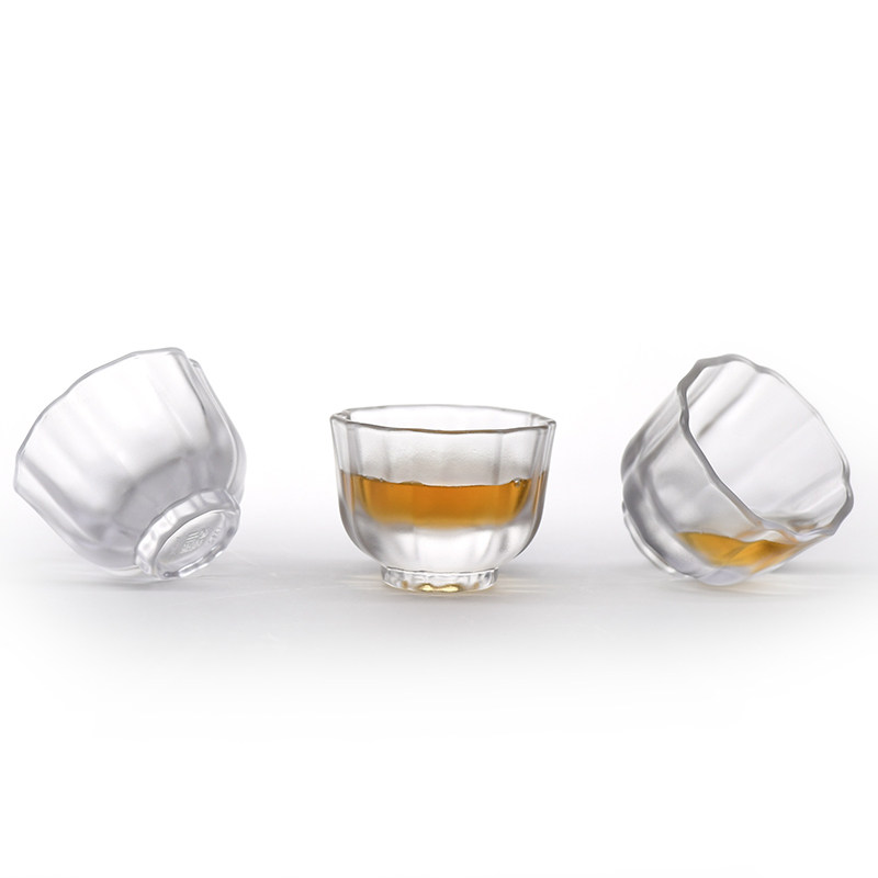 梁明毓古法琉璃 明如皓月菱花杯 品茗茶具 主人杯 大小号双色