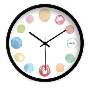 创意艺术简约个性 客厅卧室大号静音挂钟时钟石英钟741 彩点