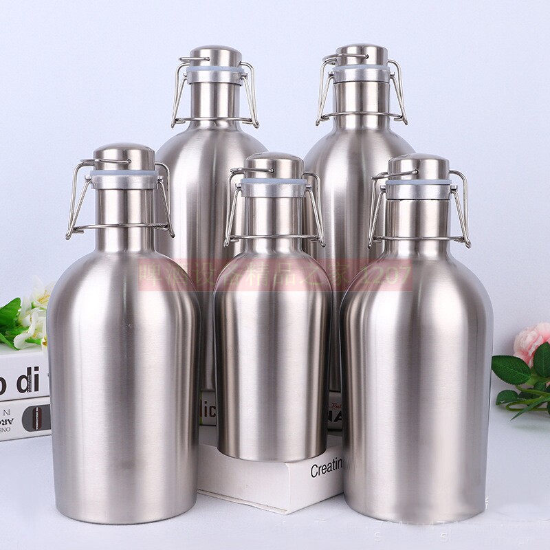 304不锈钢家酿啤酒桶/1L/1.5L/2L2.5L装酒容器/2升双层保温啤酒壶