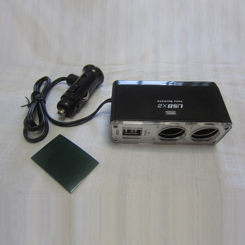 索腾 1分2点烟器带双USB接口车载充电器 1拖2带延长线转换器插座