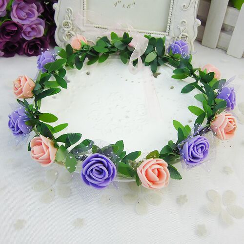 New Fashion Rose Flower Crown Headband Wreath Girl Party Hea