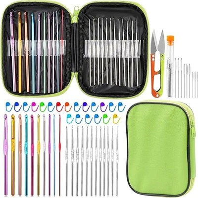 MIUSIE 54 Pcs Crochet Needles Set, Knitting Needles Blunt Ne
