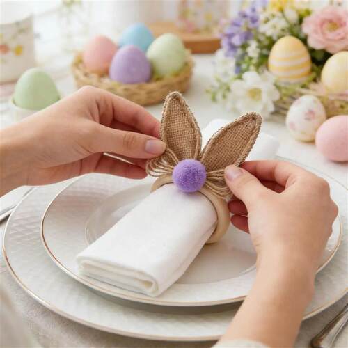 Easter Bunny Napkin Rings 6Pcs Rabbit Pattern Napkin Holders
