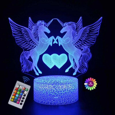 Unicorn Night Light for Kids 3D Night Lamp 16 Colors Changes