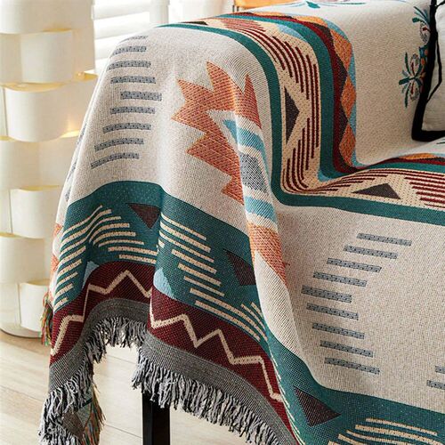Boho Cotton Linen Sofa ver Towel Ethnic Style Geometric All-