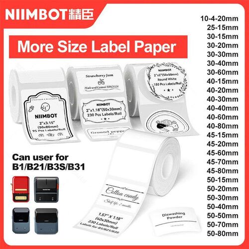 Niimbot 1Roll B1 White er Paper Waterproof Adhesive Label Wh