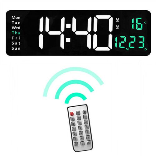 Large Digital Wall Clock Temp Date with Remote Control Power