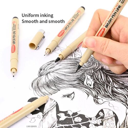 12 Tip Pigment Liner Micron Ink Marker Pen for Manga Draw Sk