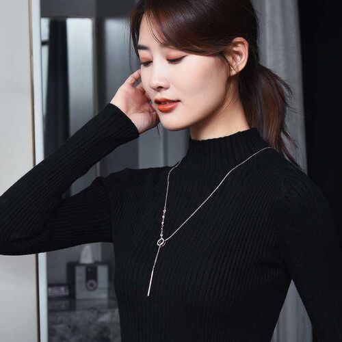 Sweater Chain Womens Long All-match Simple High-end Autumn