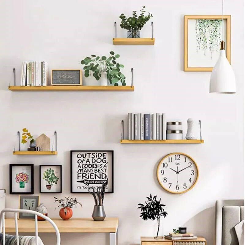 Home Wooden Hanging Wall Storage Shelf Mounted Floating Livi