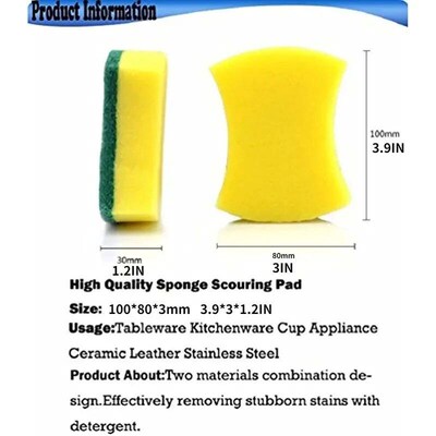 20pcsKitchen Cleaning Sponge, Dishware Eco-Friendly Anti-Scr