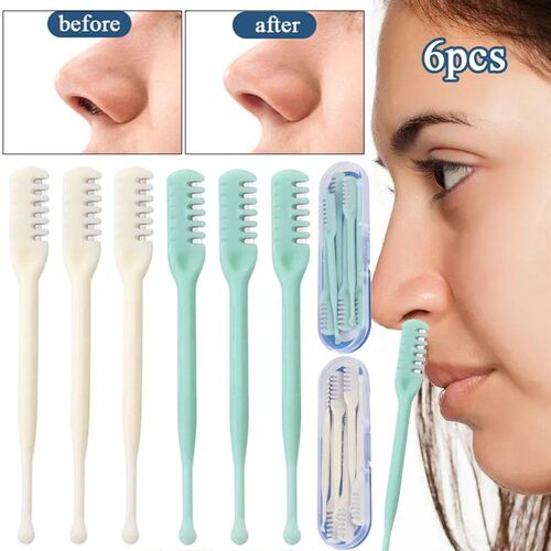 6pcs Double-ended Nose Knife Manual Nose Hair Trimmer Portab