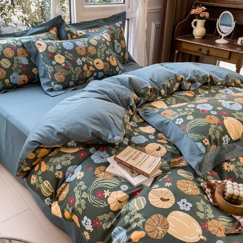 cotton retro bedsheet sets bed fitted sheet duvet cover set