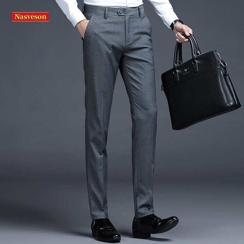 High-end Mens Western Pants Slim-fit Straight-barrel Spring