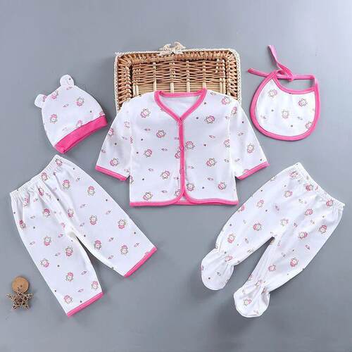5Pcs/Set Newborn Baby Girl Clothes Set Cotton Soft Underwear