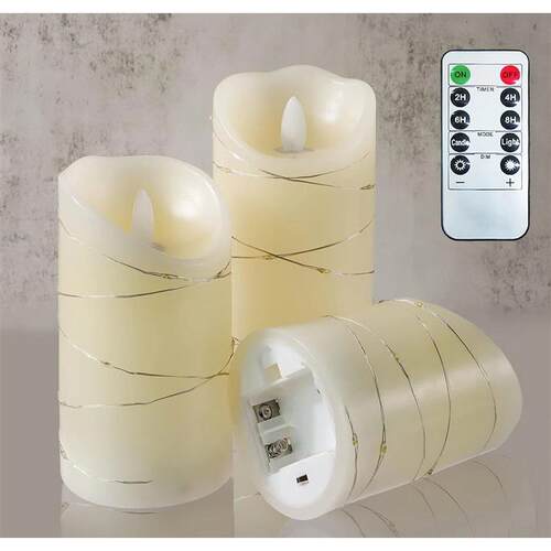 Flameless Candles Embedded with Fairy String Light Flickerin