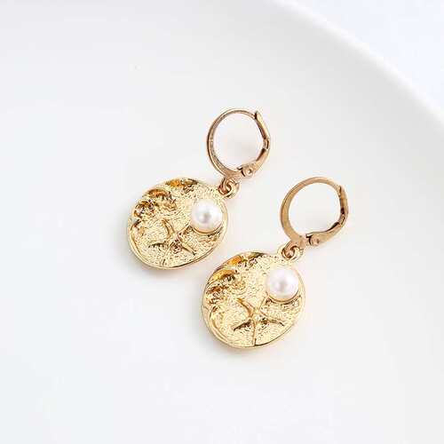 New summer vacation leisure beach style pearl starfish earri