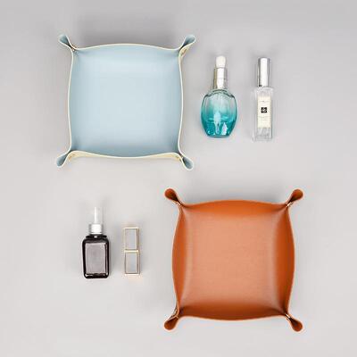 Storage Tray Boxes PU Leather Removable Metal Concealed Buck