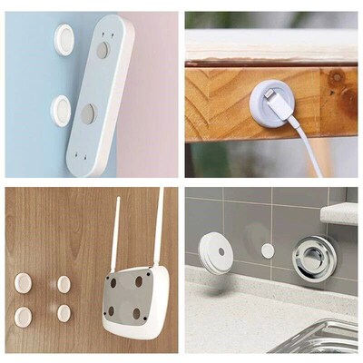 2/4Pcs Round Magnetic Hooks Wall Mount Strong Magnet Holder