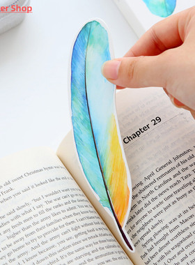 30pcs/Pack Cute Creative Colorful Feather Paper Bookmark Sta