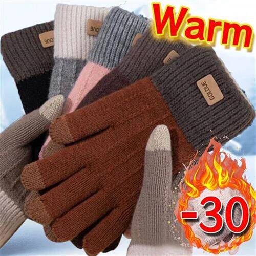 Warm Thick Plush Knitted Gloves Winter Touchscreen Plush Glo