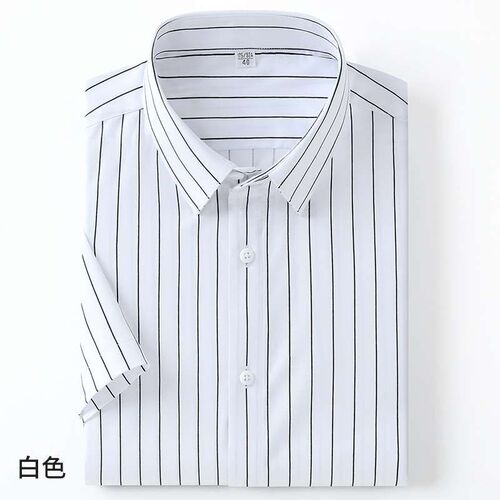 Shirt Mens Summer New Mens Striped Short-sleeved Shirt Men