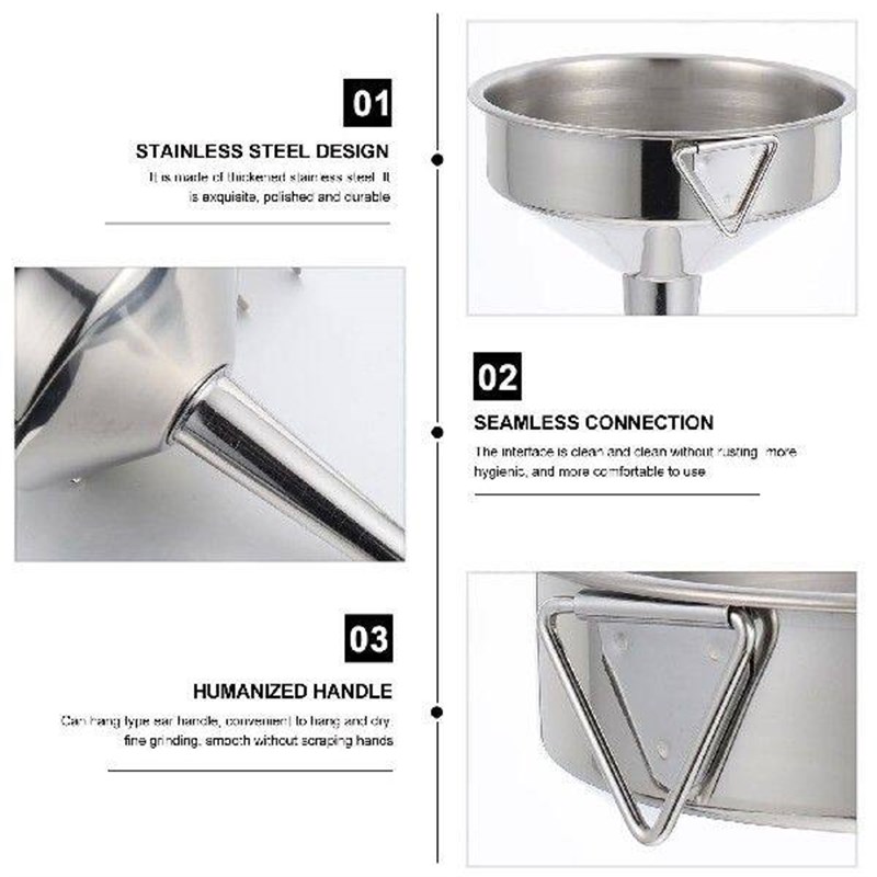 Stainless Steel Kitchen Funnel Filling Bottles Metal - 实物图